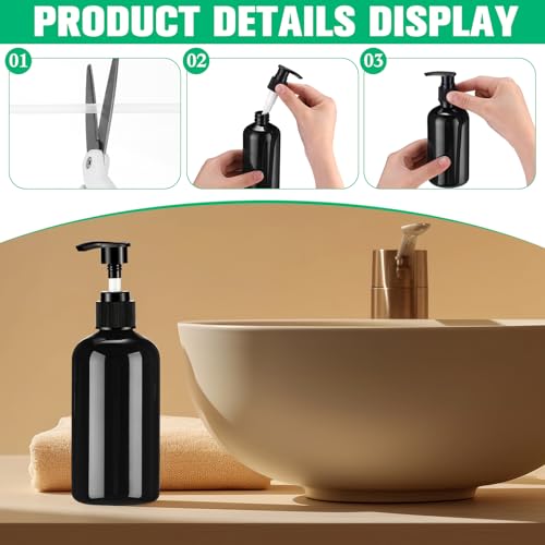 48 Pcs Empty Plastic Pump Bottles 8oz Refillable Lotion Pump Bottle Containers with Black Dispenser for Shampoo, Conditioner, Face Cream, Massage Oil, Liquid Soap