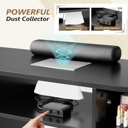 OmySalon Electric Nail Desk with Dust Collector & Storage