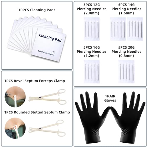 153-Piece Body Piercing Kit with Stainless Steel Needles & Jewelry