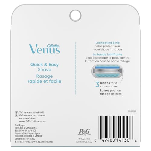 Gillette Venus Smooth Razor Blade Refills 8 Count — Lubricated Protect Skin