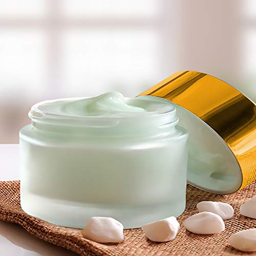 6 Pack Glass Cream Jars, 30ml(1oz) Frosted Clear Glass Jar, Empty Refillable Cosmetic Container Bottles for Eye Face Cream Foundation Ointment Loose Powder Eyeshadow Lotion (metallic orange)