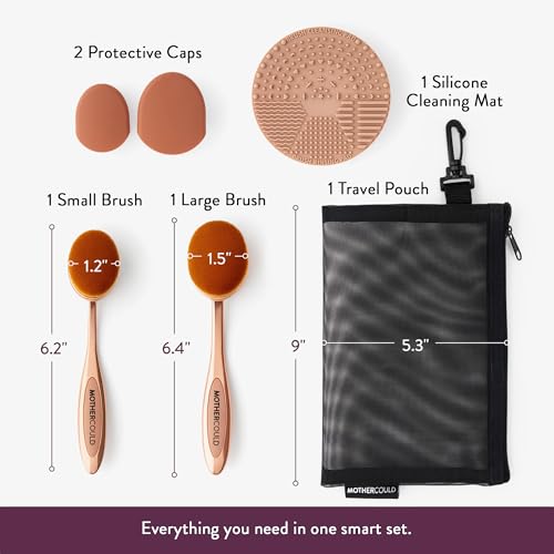 Mothercould Premium Sunscreen Brush Set ? Kids & Baby Sunblock Applicator with Metal Handles, Travel Bag, 2 Brushes, 2 Caps, & Cleaning Mat ? Rose Gold ? Mess-Free Sun Care (2 Pack) (Rose Gold)