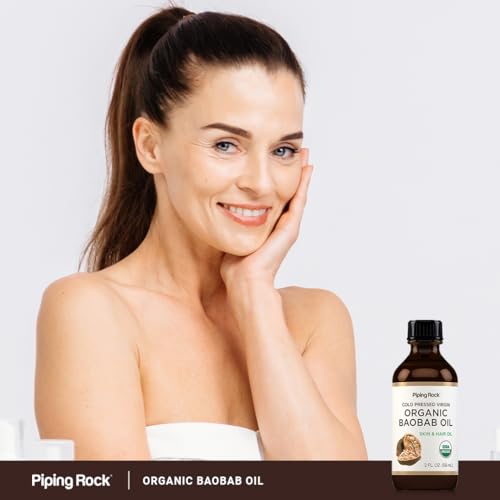 Piping Rock Baobab Oil Organic | 2 fl oz | For Hair, Skin, and Face | Cold Pressed Virgin