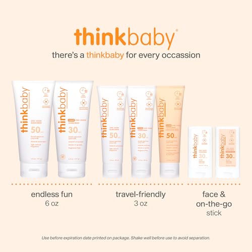 Thinkbaby SPF 50+ Mineral Sunscreen, 6 Oz – Water Resistant Baby Sun Cream