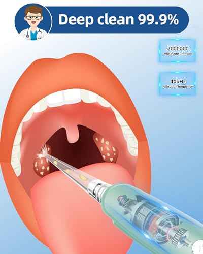 Tonsil Stone Remover, High-Precision & Painless Comfortable Cleaning, 12 in 1 Tonsil Stone Removal Kit, 150 Degree Rotate Electronic Tonsil Stone Vacuum, Best Tonsil Stone Removal Tool (Green)