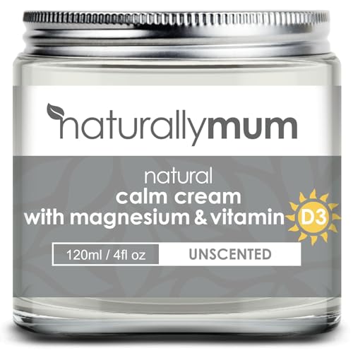 NaturallyMum - Calm Cream with Magnesium and Vitamin D3 [4 Fl Oz] - Magnesium and Vitamin D Lotion - Magnesium D3 Cream - Calming Cream Magnesium and Vitamin D - Turmeric & Arnica Cream - Unscented