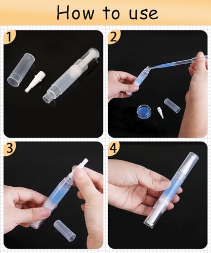 3ml Empty Cuticle Oil Pens with Brush Tip (6 Pack) - Clear Twist Applicators
