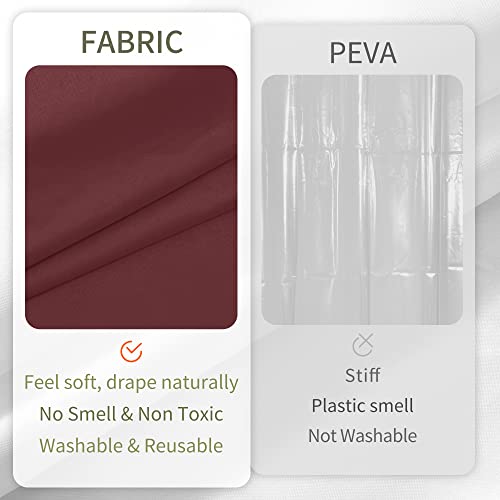 ALYVIA SPRING Burgundy Red Fabric Shower Curtain Liner Waterproof - Soft Hotel Quality Cloth Shower Liner with 3 Magnets, Light-Weight & Machine Washable - Standard Size 72x72, Burgundy