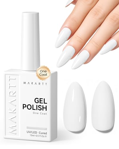 Makartt One Coat White Gel Nail Polish 15ml - High Pigment UV/LED Gel