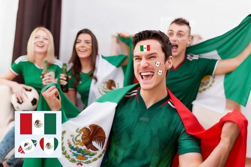 Mexican Flag Temporary Tattoos 75 Pack Waterproof