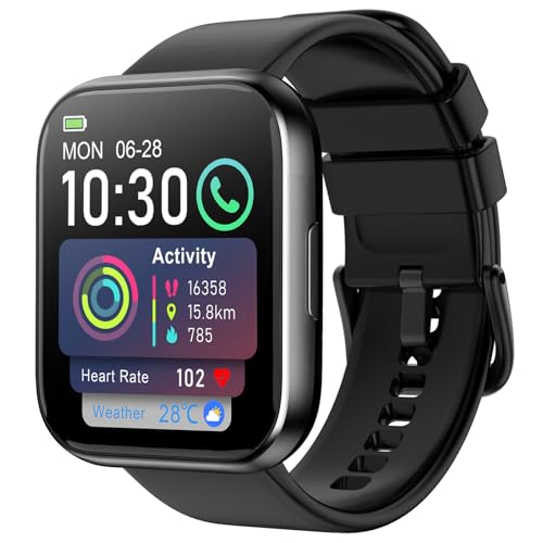 QONBINK Smart Watch for Men - 1.85" HD Fitness Tracker with Bluetooth Calling & 120+ Sports Modes - Waterproof Heart Rate Monitor (Black)