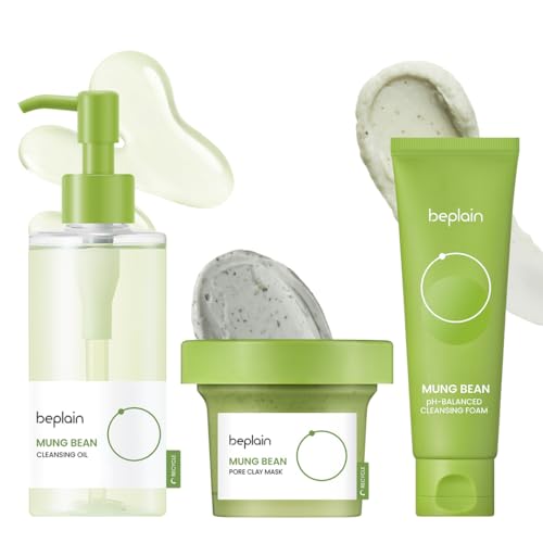 beplain Mung Bean Pore Care Trio - Cleansing Oil, Foam & Clay Mask