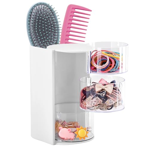 3-Layer Rotating Hair Accessory Organizer with Brush Holder