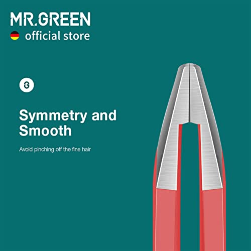 MR.GREEN Curve Handle Eyebrows Tweezers Professional Fine Hairs Removal Puller Makeup Tools Stainless Steel Beauty Clips Removal (Red)