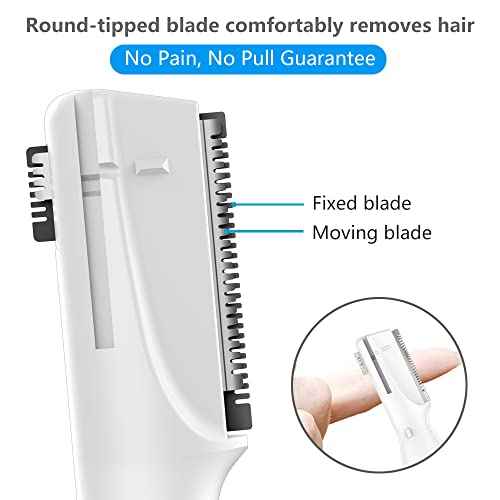 Eyebrow Trimmer, Precision Electric Eyebrow Razor for Women Battery-Operated Facial Hair Remover with Comb No Pulling Sensation Painless for Face Chin Neck, Upper-Lip, Peach-Fuzz