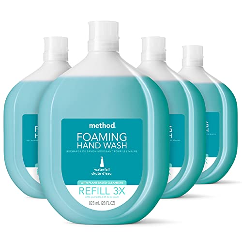 Method Foaming Hand Soap Refill, Waterfall, Recyclable Bottle, 28 fl oz (Pack of 4)