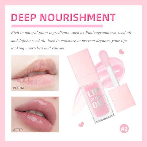 Glow Lip Oil Set, 4 Colors Hydrating Plumping Lip Gloss