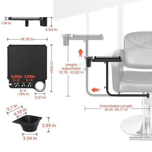 Chair-Mounted Salon Tray with Magnetic Dye Bowls