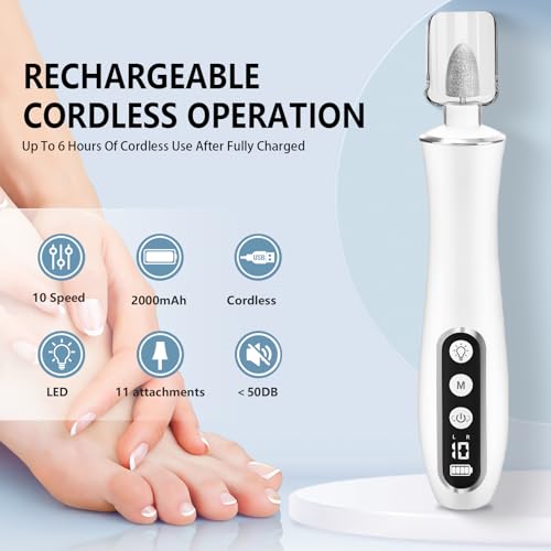 Electric Nail Drill Cordless 2000mAh 10-Speed Manicure Machine