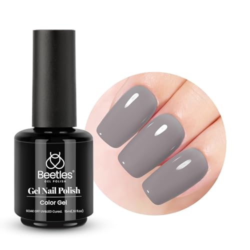Beetles Profound Gray Gel Nail Polish 15ML - Creme Grey Variation for Long-Lasting Manicure