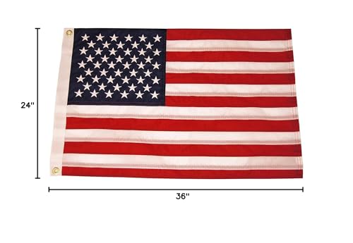 Taylor Made Sewn American Flag for Boats, 24" x 36", Marine-Grade Nylon, Fade Resistant, Brass Grommets, Embroidered Stars and Stripes, Flag only - 2020109197