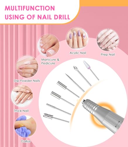 HOUSMV Cordless Nail Drill - 40000RPM Electric E-File for Gel & Acrylic Nails