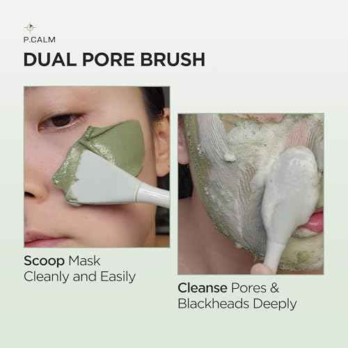 P.CALM Dual Pore Cleansing Brush for Blackheads Removal & Face Scrubber, Gentle Exfoliation. Deep Pore Cleaning Massager