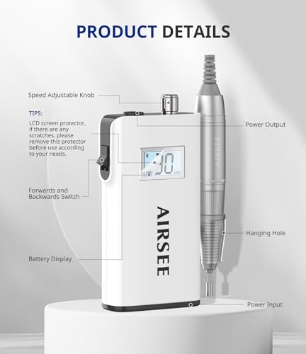 Professional Rechargeable Electric Nail Drill - 30000 RPM, Portable E File for Acrylic & Gel Nails