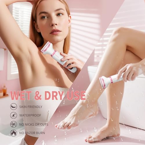 RUIM Electric Razors for Women, Painless 5 in 1 Shaver for Legs Bikini Facial Hair Removal, Body Wet/Dry Razor Water Resistant Grooming Kit, Cordless Womens Trimmer for Grooming