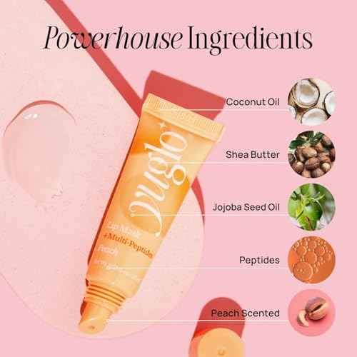 YUGLO Lip Sleeping Mask with Multi-Peptides | Peach Flavor | Hydrating & Plumping Lip Treatment for ?Dry, Chapped Lips | Nourishes & Moisturizes | Overnight Lip Repair