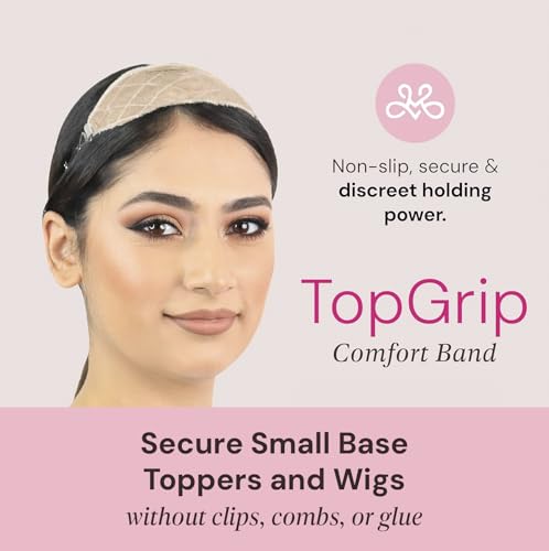Milano Collection Glueless Top Grip Headband for Hair Topper & Wiglets, Beige