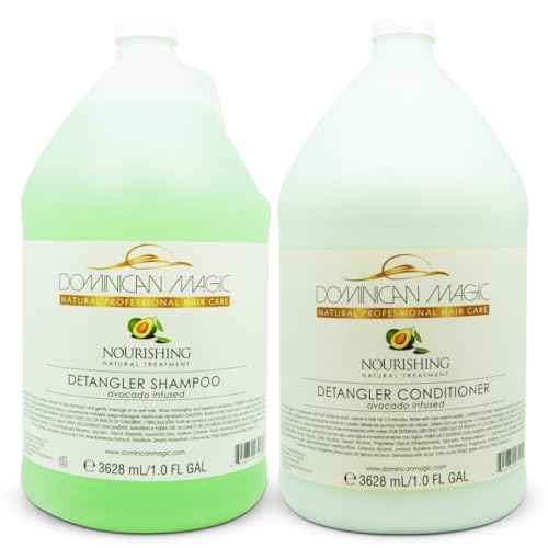 Dominican Magic Avocado Detangler Shampoo & Conditioner ? 1-Gallon Duo Set - Deep Moisture & Strength for All Hair Types- Tangle-Free Hair, Salon Quality, Family Size, Hospitality & Vacation Rentals