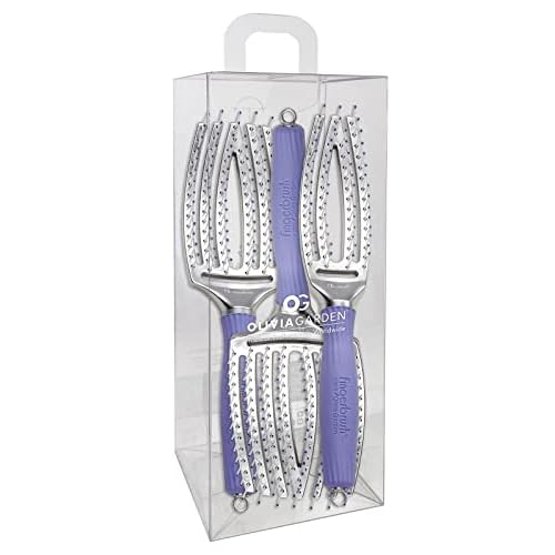 Olivia Garden Fingerbrush Curved and Vented Paddle Brush for Blow Drying - Ideal for Styling and Detangling All Hair Types - Scalp Massager Brush