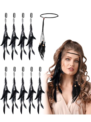 10 Pcs Feather Hair Extensions Clip-in Boho Accessories