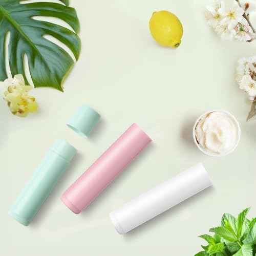 JuLand 50 Packs Empty Lip Balm Tubes 5.5ml - Refillable Round Lipstick Containers and BPA Free, Leak-Free Lip Balm Empty Containers for DIY, White