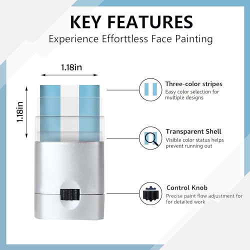 Threetols 3-in-1 Patriotic Face Paint Sticks - White & Light Blue