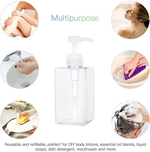 Refillable Pump Bottle 15oz Clear 2-Pack | BPA-Free Soap Dispenser
