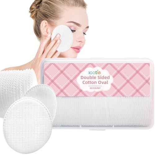 Large Oval Cotton Pads, 80 Count, Multi-Layer, Lint-Free, Dual-Sided, Ultra-Soft Cotton Oval Pads for Makeup Removal, Cleansing, and Toner Application