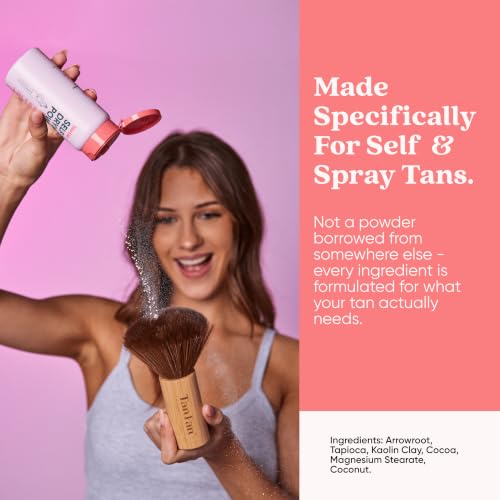 Tan Fan Self Tan Drying Powder Kit with Soft Body Brush - Vegan, Talc-Free, Coconut Scent, USA Made