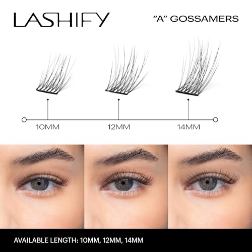 Lashify Amplify 14mm Gossamer DIY Eyelash Extensions Refill, Black, Easy False Eyelashes for a Natural Look