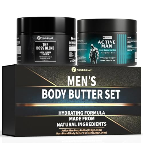 Body Butter for Men Pack of 2, Cologne Scented Moisturizer Gift Set for Men