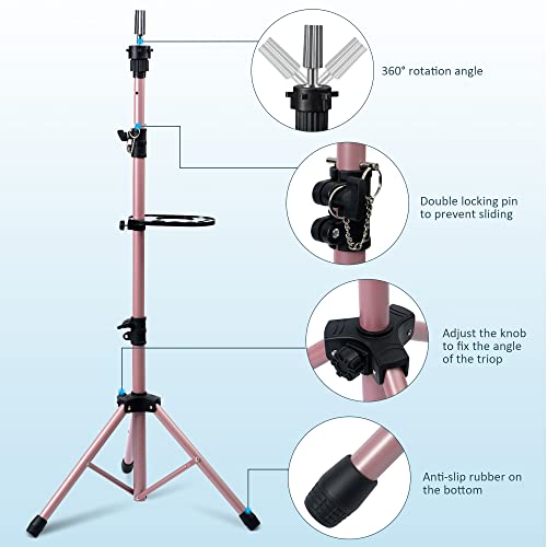 Klvied Wig Stand Tripod Adjustable 25-53.5" with Tool Tray