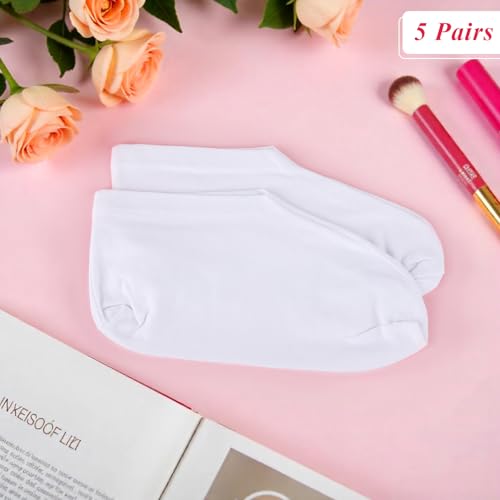 10-Pack Reusable Moisturizing Spa Cotton Socks for Dry Cracked Feet