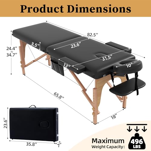 Civama Portable Massage Table 2-Section Foldable 29 LBS