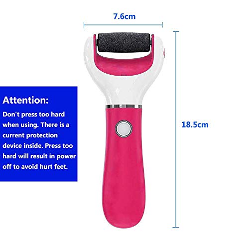 BOMPOW Foot Scrubber Electric Callus Remover – Rechargeable 2 Roller Heads, Red