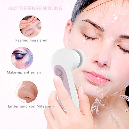Electric Facial Cleansing Brush - 5 Exfoliating Spin Heads, Waterproof