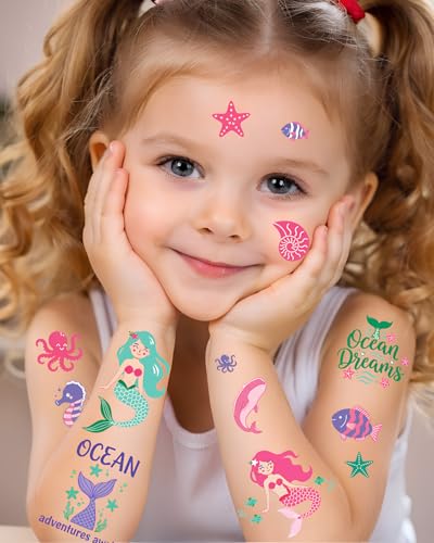 Mermaid Temporary Tattoos for Kids – 106 Ocean Designs, Waterproof