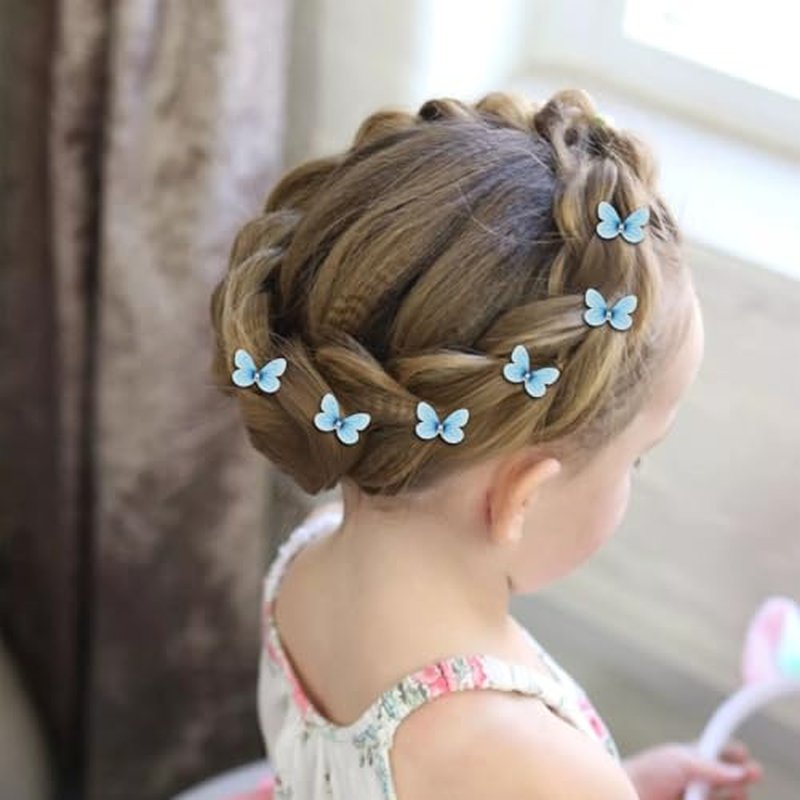 30-Piece Mini Light Blue Butterfly Hair Clips for Girls & Women
