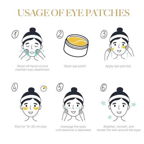 24K GOLD Eye Mask - 60 Pcs Collagen Under Eye Mask,Puffy Eyes and Dark Circles Treatments, Reduce Wrinkles and Fine Lines Undereye (Gold, 1)