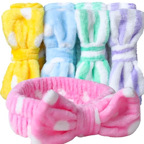 Teenitor 5-Pack Spa Headband with Bow – Makeup & Skincare